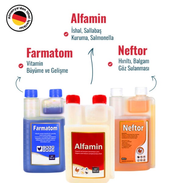 3lü Set Farmatom Vitamin-Neftor Hırıltı-Alfamin İshal 500ml